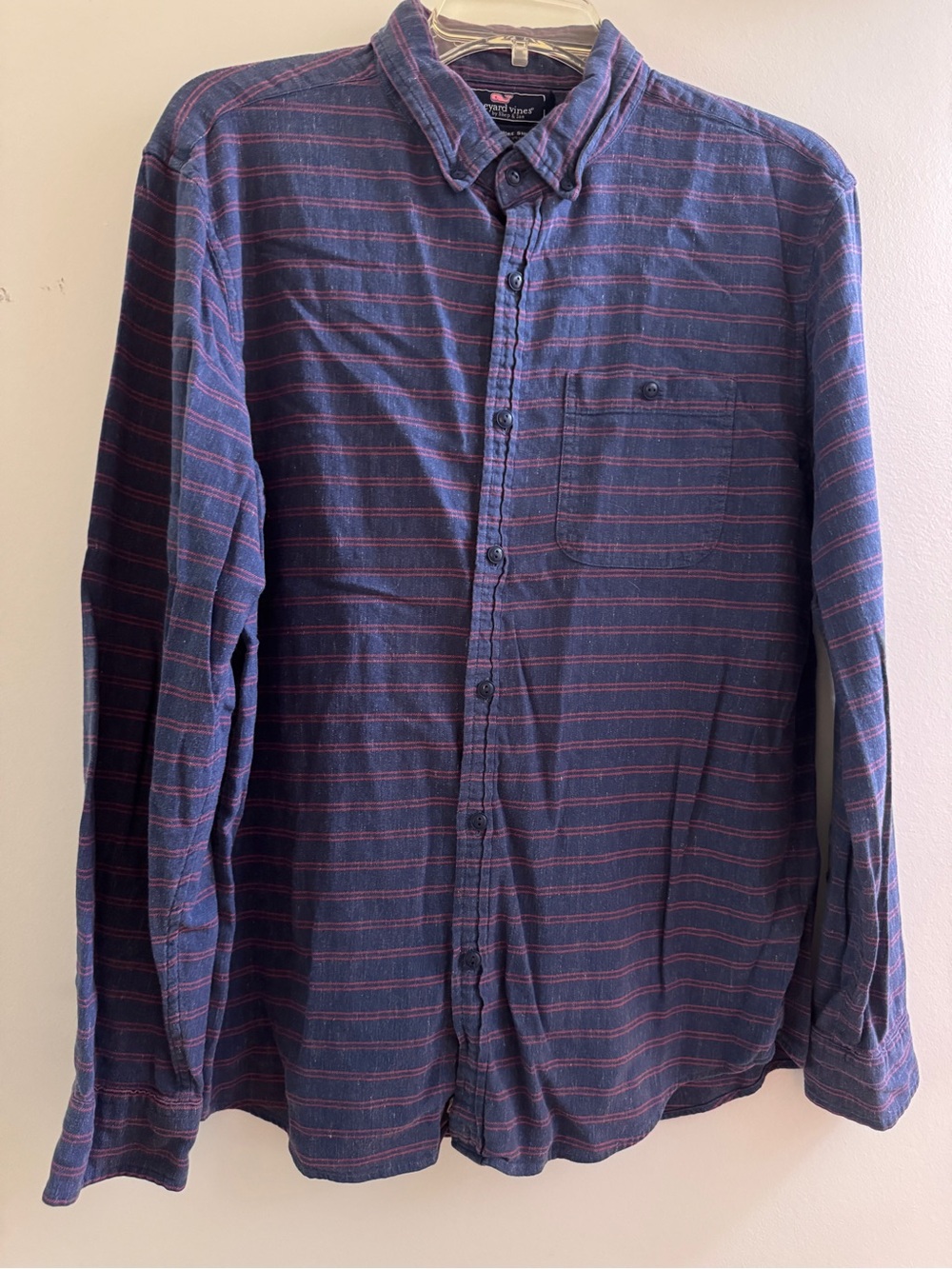 Vineyard Vines Men’s Long-Sleeve Blue Striped Button-Up Shirt